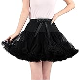 MOLFUJ Women's Puffy Petticoat, Elastic Waist Chiffon Tulle Skirt Ballet Tutu with Soft Lining