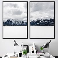 2 Piece Framed Canvas Wall Art Black and White Scenery Canvas Prints Home Artwork Decoration for Living Room,Bedroom - 16