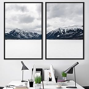 signwin 2 Piece Framed Canvas Wall Art Black...
