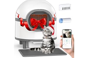 RUILIANGAI Self Cleaning Litter Box, Cat Litter Box Self Cleaning, Large Capacity 68L+10L Smart Litter Box for Multiple Cats with Litter Mat, App Control, Double Odor Removal (Grey White)