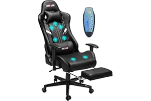 Douxlife 7-Point Massage Gaming Chair, 175° Gaming Recliner with Footrest Ergonomic Computer Gaming Office Chair High Back Video Game Chair with Lumbar Support, Upgraded Version Black