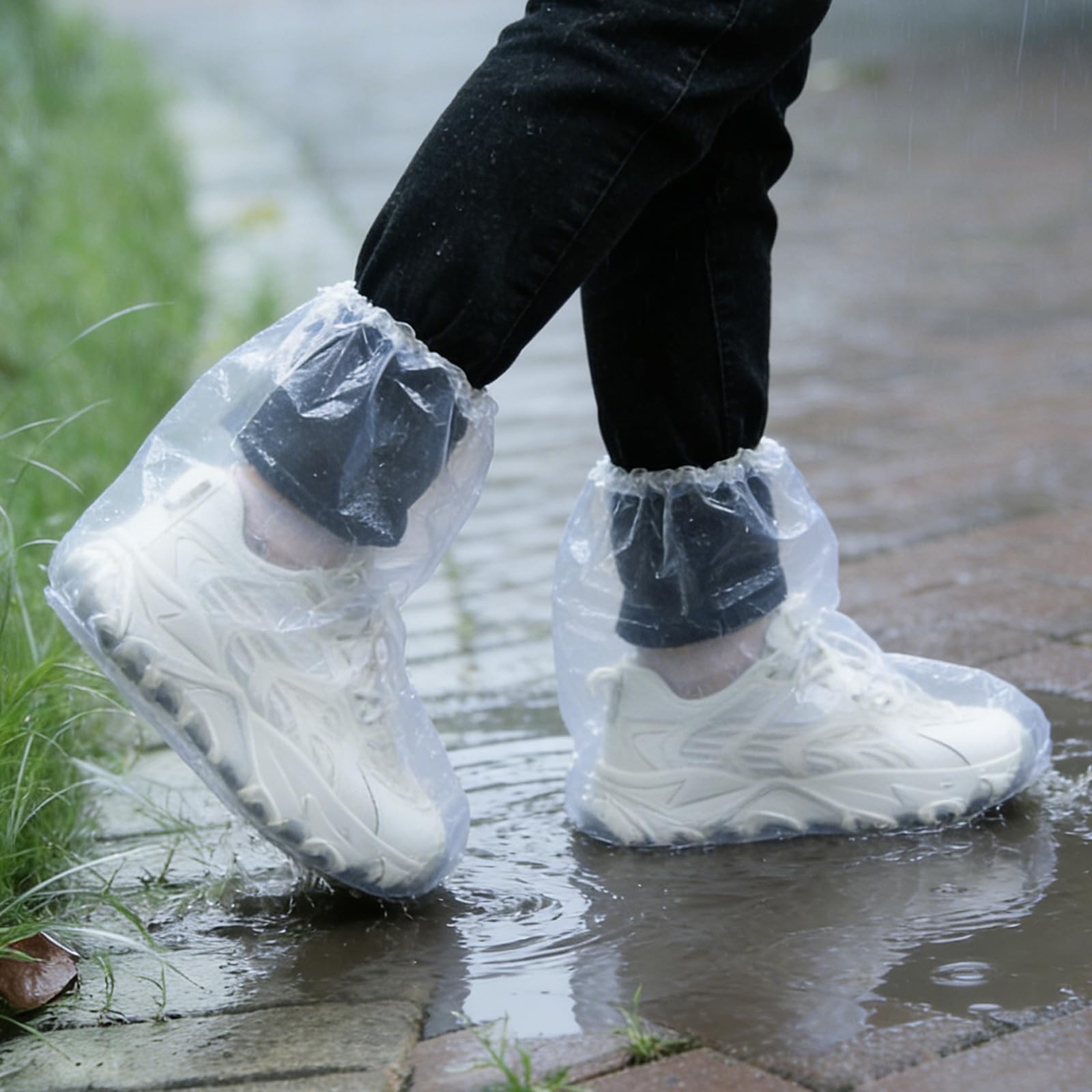 Photo 1 of 30 Pcs Waterproof Shoe Covers for Rain, Thickened PE Material Disposable Rain Shoe Covers, Non-Slip Plastic Boot Covers for Men and Women, Shoe Ponchos Outdoor and Indoor (Clear)