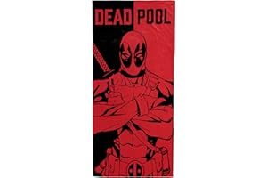 Jay Franco Marvel Deadpool Bath, Pool Beach Towel - Red and Black Super Soft & Absorbent 100% Cotton Towel, Measures 28 x 58