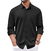 COOFANDY Mens Long Sleeve Button Down Shirt Wrinkle Free Casual Shirt for Men Untucked Shirts with Pocket for Wedding