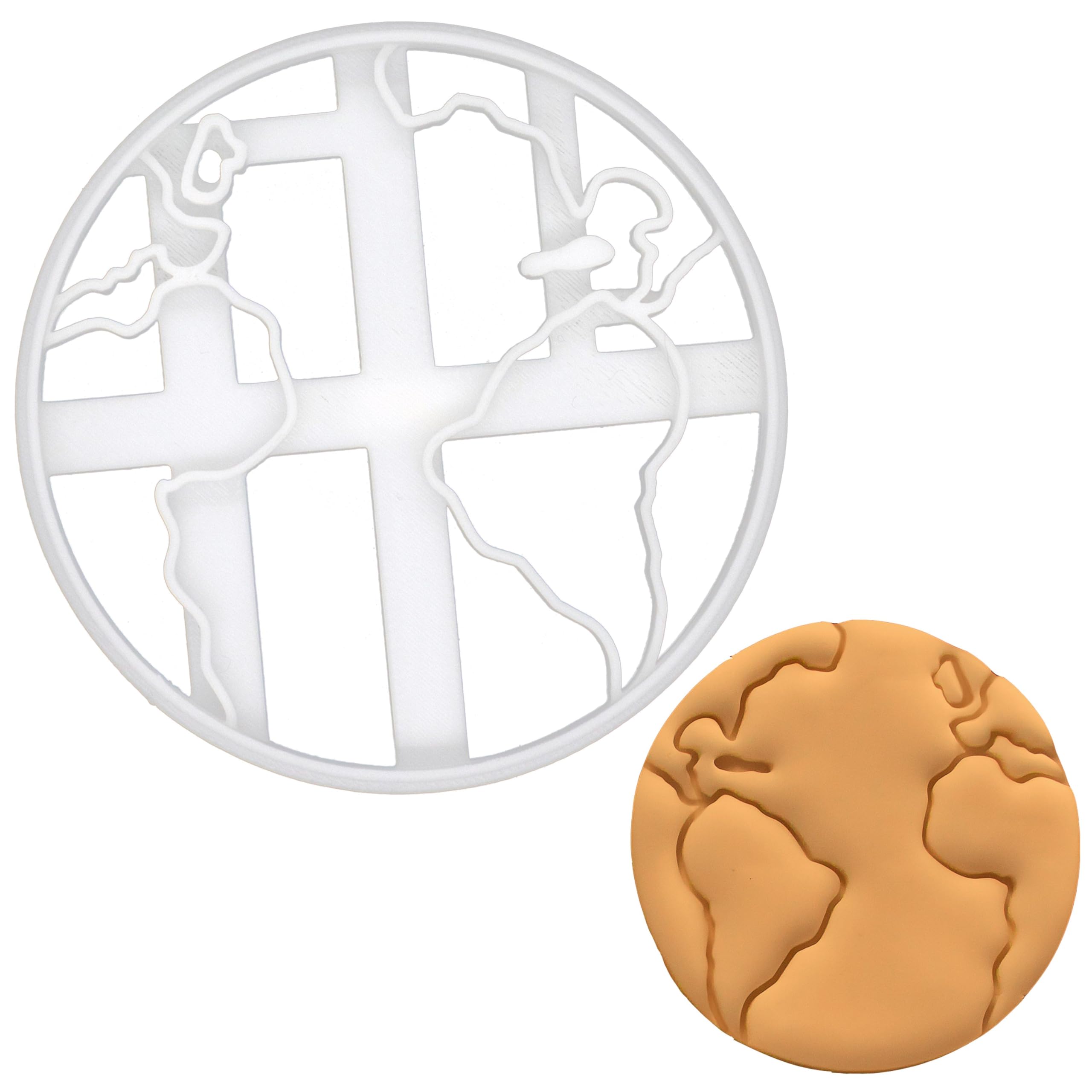 BAKERLOGY Earth Cookie Cutter - Detailed Biscuit Cutter Design for Baking and Crafts, Ideal on Fondant, Dough, Clay