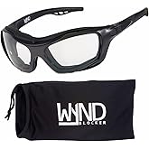 WYND Blocker Motorcycle Riding Glasses Extreme Sports Wrap Sunglasses (Black/Clear)