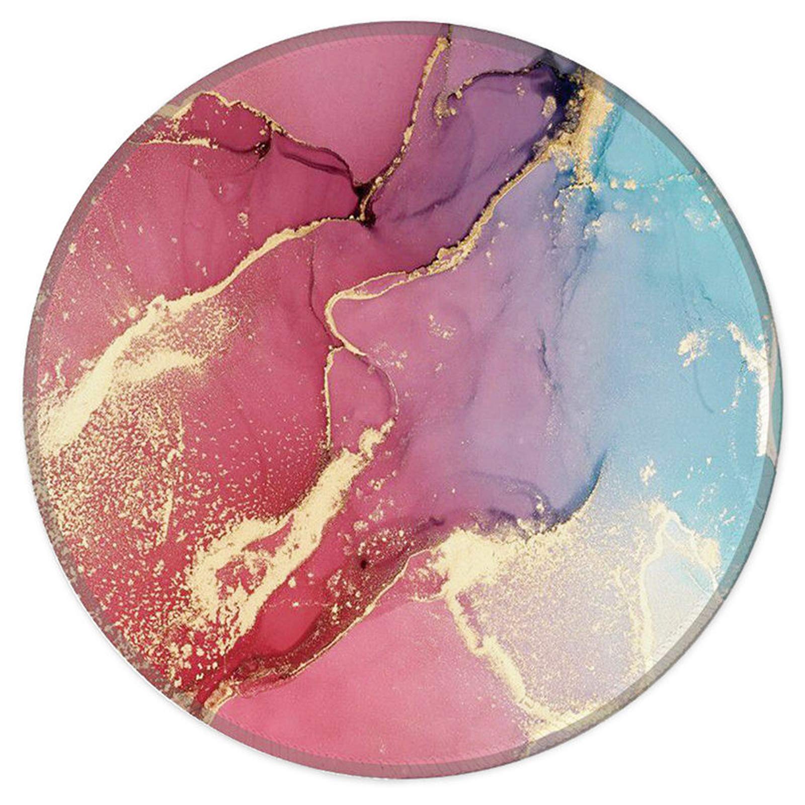 Nakapa Round Mouse Pad,Non-Slip Rubber Base Mousepad 7.9x7.9 inches Mouse Mat for Working Gaming Laptop and Computer (Marble Red Cyan)