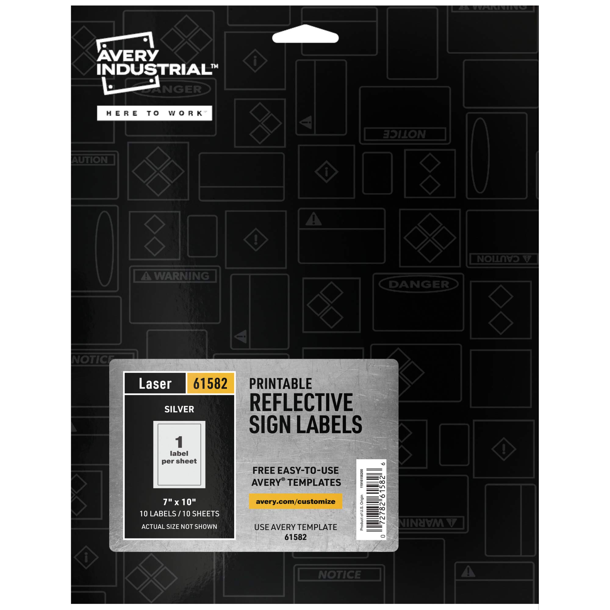 Avery Printable Reflective Stickers, 7″ x 10″, Silver Labels, 10 Blank Sign Decals (61582)