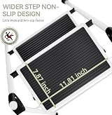 KINGRACK 3 Step Folding Ladder Steel Non-Slip Wide Pedal Handle White Portable view 2