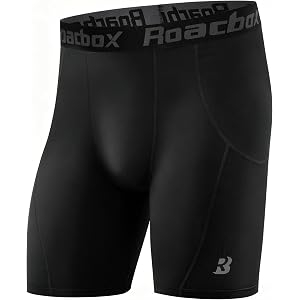 Roadbox Mens Compression Shorts, Spandex Athletic Running Shorts | Supportive compression fit. Quick-dry comfort. 4-way stret