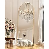 PIUDOC 58"x19"Floor Mirror Full Length,Arched Full Length Mirror with Stand,Full Body Mirror,Hanging or Large Leaning for Bedroom Living Room Gold