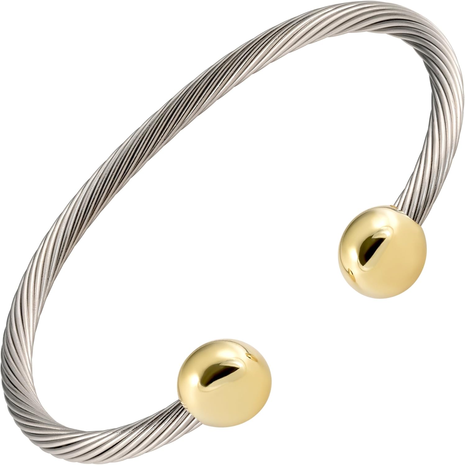MAGNETJEWELRYSTORE 2 Tone All Stainless Steel Magnetic Therapy Bracelet: Health & Personal Care