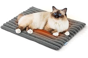 Chicute Luxury Soft Self Warming Cat Bed, 24" x 18" Thermal Warm Small Dog Pad for Indoor & Outdoor, Washable Pet Mat with Non-Slip Bottom (Grey)