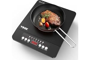 VBGK Single Burner Induction Cooktop,1800W Portable Induction Cooktop,110V Hot Plate with LCD Sensor Touch, 7 Temp Levels up 