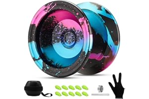 FETESNICE YOYO 002 Professional Yoyo for Kids 8-12 & Adults, Metal Yo-Yo Unresponsive/Responsive Dual Purpose Yoyo , Butterfly Yoyos with Bag, Glove, 10 Yo-Yo Strings and Bearing Kits (Purple)