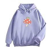 KEEVICI Women Cute Frog Sweatshirt Kawaii Mushroom Hoodie for Teen Girls Aesthetic Cottagecore Clothes Feminino Hoodies
