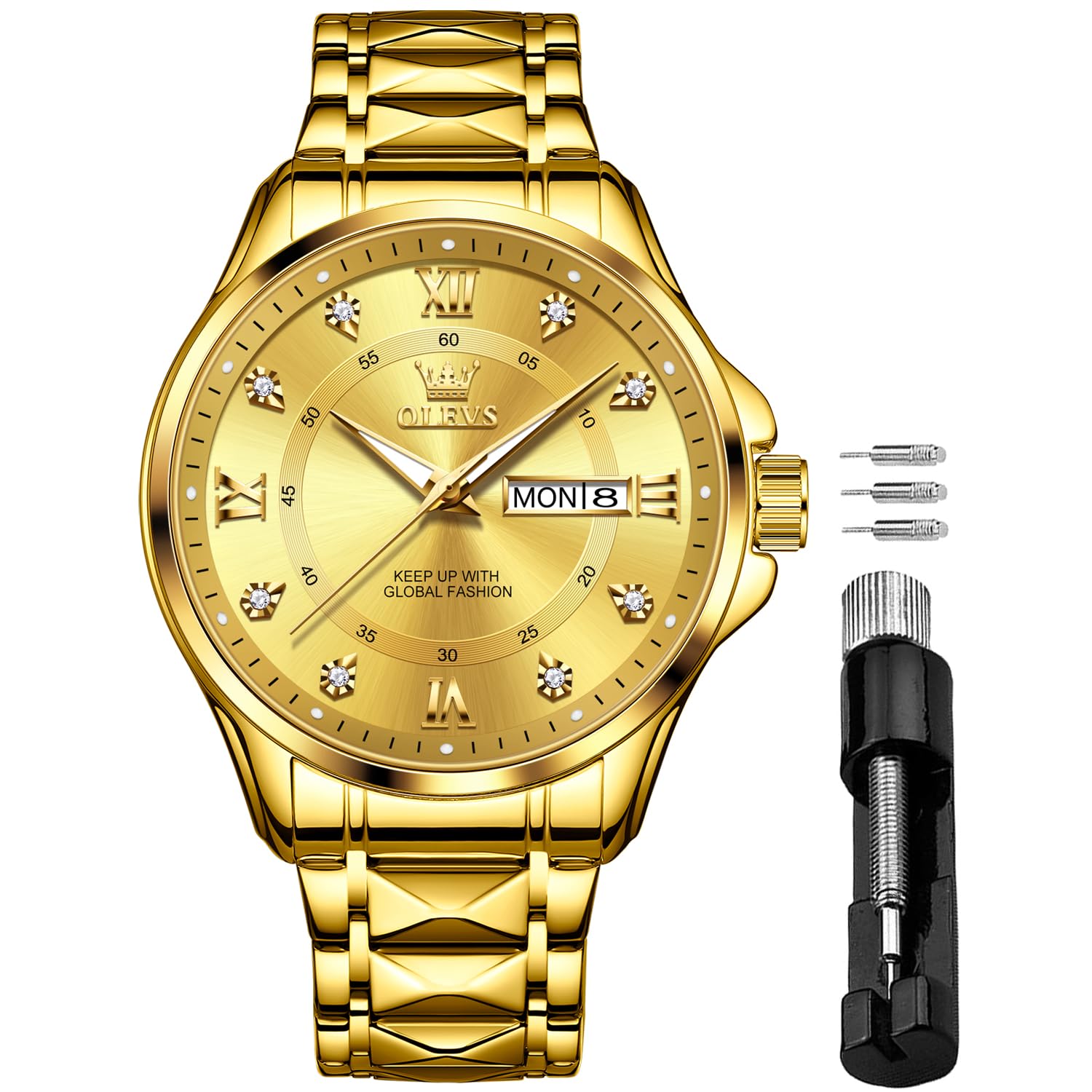 OLEVS Watch for Men Diamond Business Dress Analog