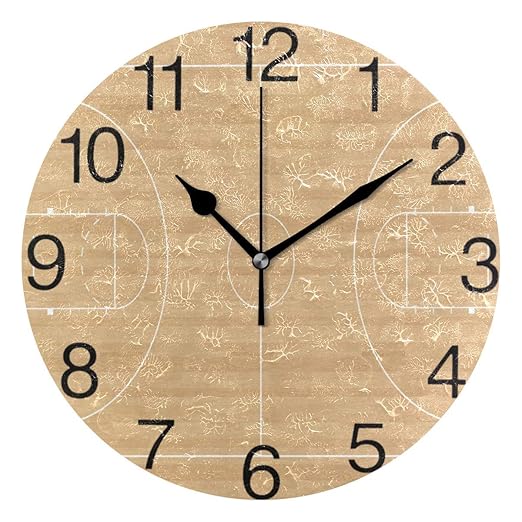 Miedhki Reloj de Pared Redondo con diseño de cancha de Baloncesto ...
