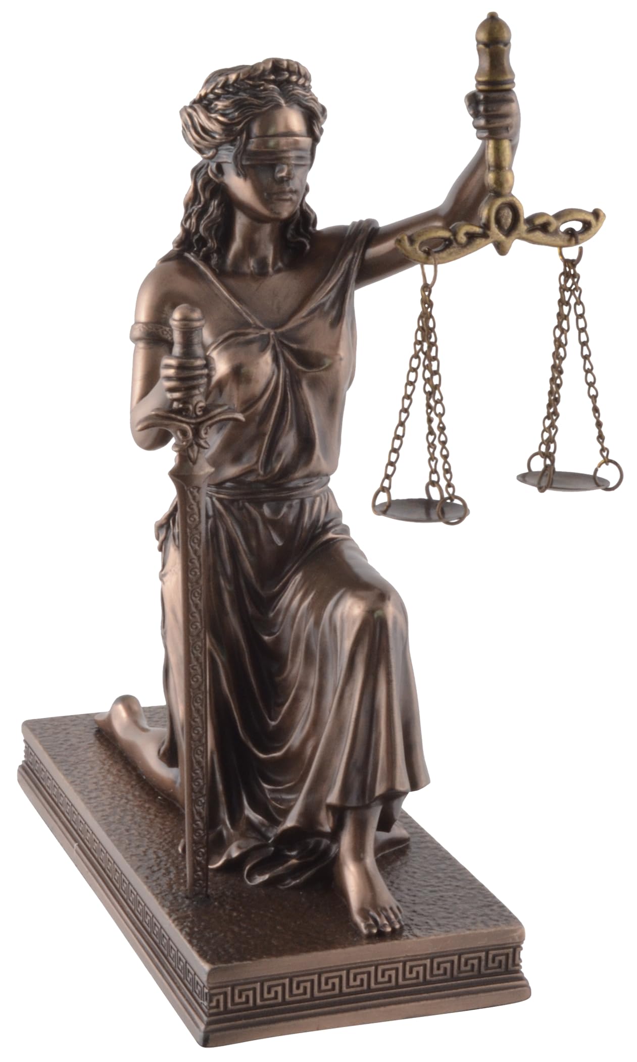 Röm.Justitia with Scales and Law, Kneeling, Made of Artificial Stone, Bronzed by Hand Veronese