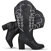Chicblooms Women's Extra Wide Calf Cowboy Boots Embroidered Western Cowgirl Knee High Boots