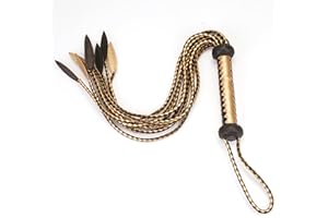 Tryolove Leather Whip Cat-O '- Nine Tails Whip | 23 cm Handle and 59 cm Tail Handmade Advanced Horse Equipment Whip Training Riding Whip (Black Nine Tails XL)