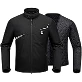 RIDEIRON Motorcycle Jacket with CE Armor, Winter Windproof Riding Slim-Fit Jacket with Removable Warm Liner All Season L