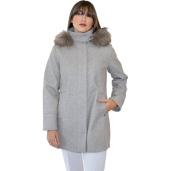 Amazon.com: Nine West Women's Mid-Length Faux Wool Coat – Zip