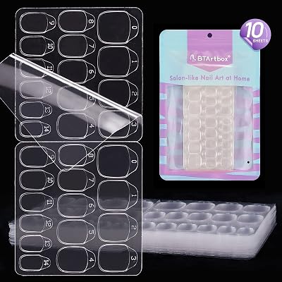 BTArtbox Adhesive Nail Tabs 300Pcs 15 Sizes Ultra Thin Waterproof False Nail