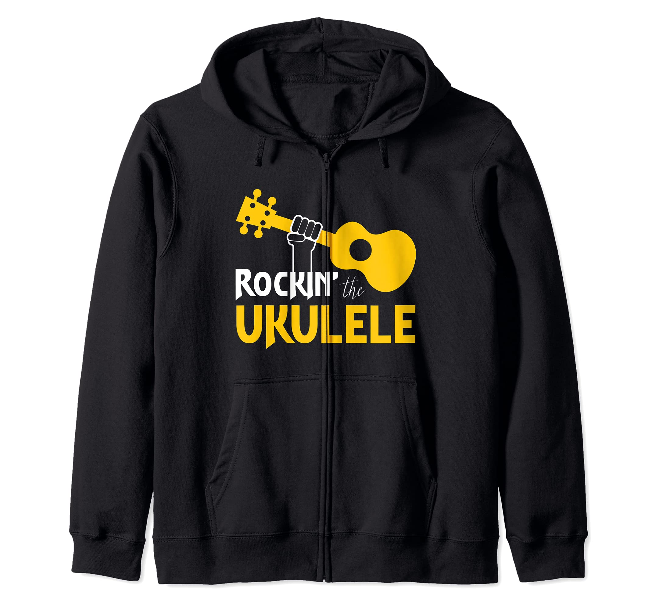 Rocking The Ukulele Guitar Acoustic Hawaiian Uke Musician Zip Hoodie