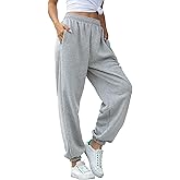 chouyatou Women's Sports High Waisted Loose Baggy Fleece Gym Jogger Sweatpants with Pocket