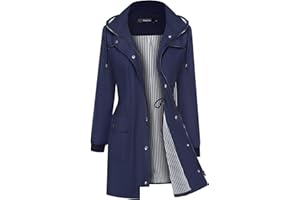 Bloggerlove Rain Jacket Women Lightweight Raincoat Waterproof Windbreaker Striped Climbing Outdoor Hooded Trench Coats S-XXL