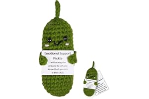 FauKait Handmade Emotional Support Pickle Gift, Cucumber Crochet Doll Inspirational Gifts, Cute Knitted Cucumber Doll Funny Pickle Toy for Women, Boys, Girls