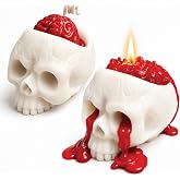 X-Protector Halloween Skull Candles 2 PCS - Gothic Halloween Decorations | Handcrafted Premium Paraffin Wax Skull Candles - Bleeding Halloween Candles for Party Decorations - Spooky Halloween Décor