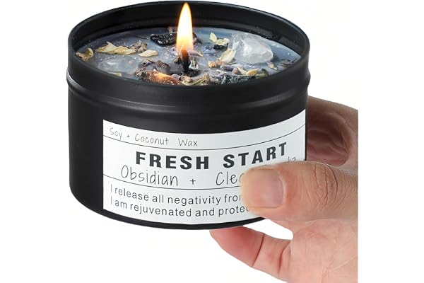 Crystal Candles, Healing Magic Candles, Mind-Body Meditation, Gifts to Encourage Women, New Job Gifts.(Fresh Start)