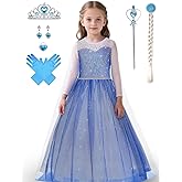 YYSSNM Girls Princess Dress with Crown Magic Wand Cape Princess Costumes for Party Cosplay3-9