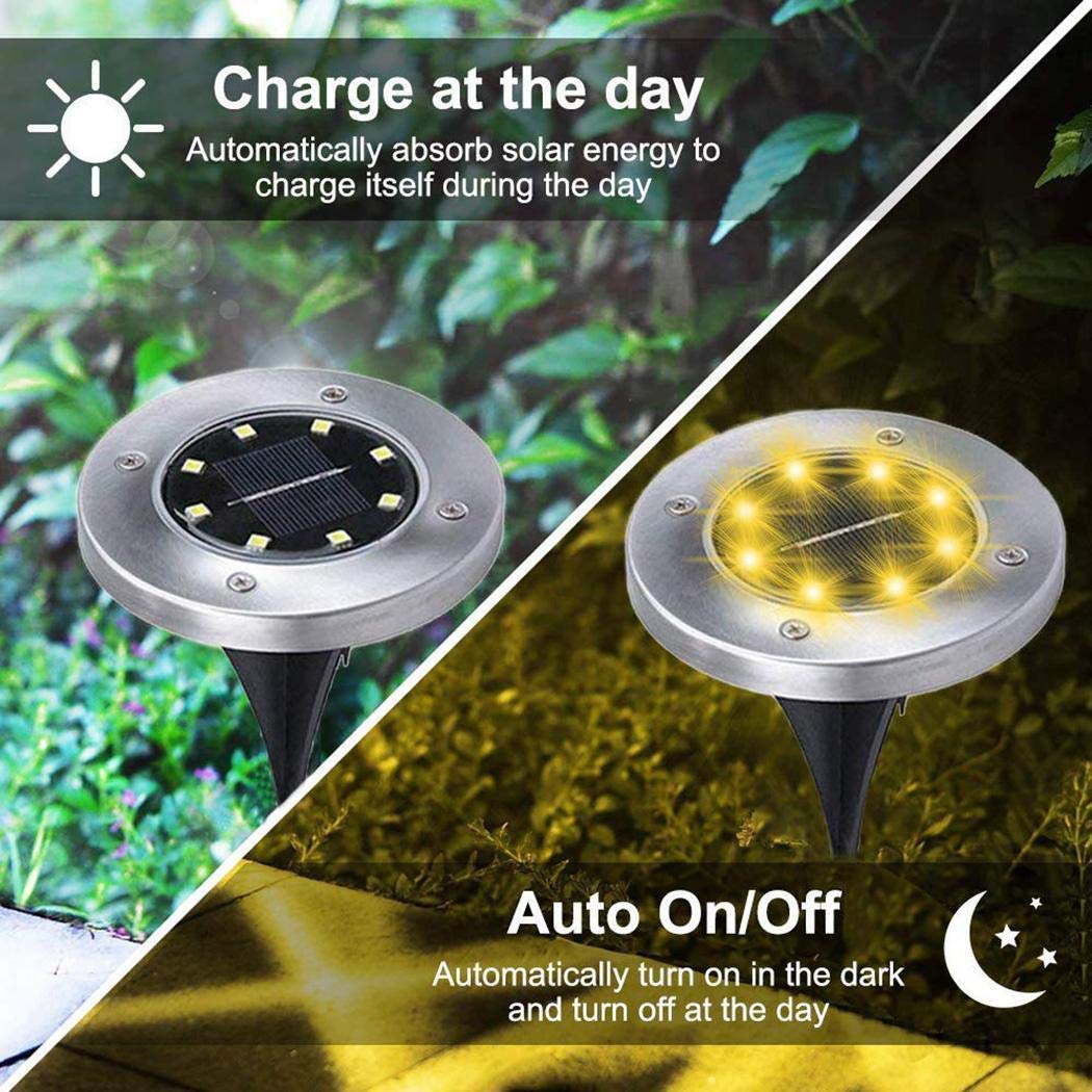 Yirind 8 LEDs Outdoor Solar Lawn Light Waterproof Color Changing Garden Decorative Light