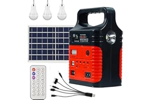 UPUSA Solar Generator - Portable Power Station for Emergency Power Supply,Portable Generators for Camping,Home Use&Outdoor,Solar Powered Generator With Panel Including 3 Sets LED Light (Red)