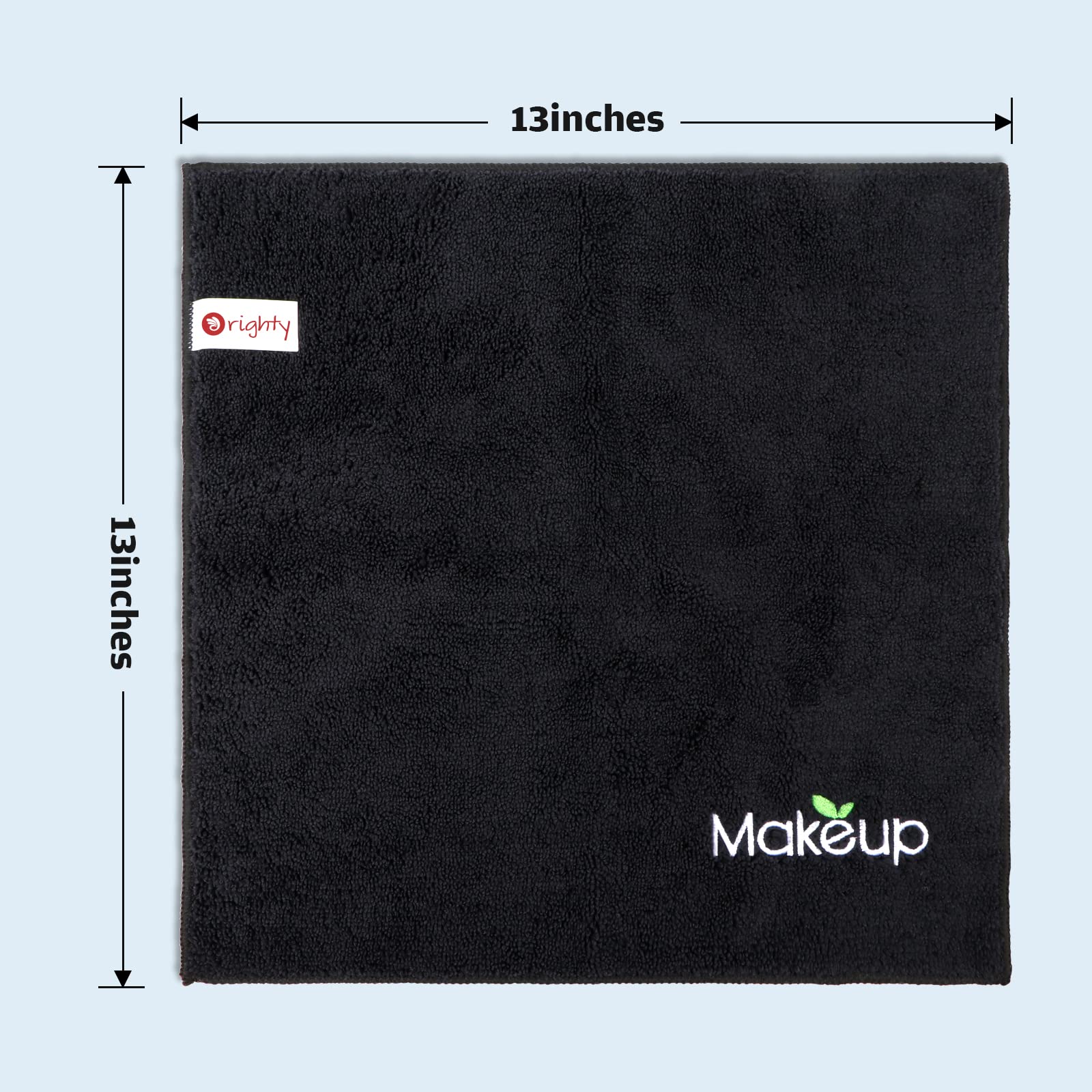 Orighty Microfiber Makeup Remover Cloths - Super Soft, Quick Dry Face Towels for Cleansing, 13 x 13 Inch, 6 Count, Black