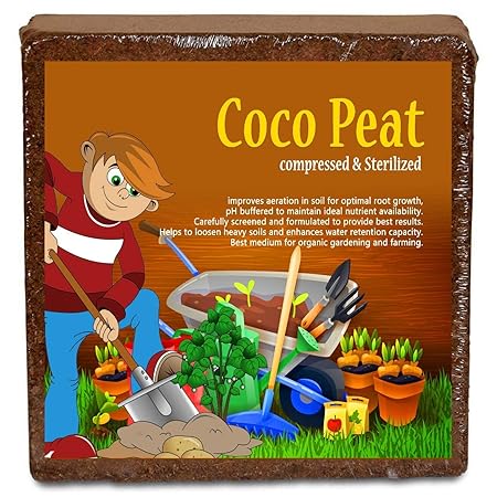 Nalla Cocopeat Block | Agropeat Block 5 Kgs - Expands Up to 75 litres of Coco Peat Powder for All Seeds and Plants Good for Seed Germination