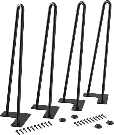 WINSOON 4Pcs 45 cm Hairpin Table Legs 450 Lbs Mid Century Modern Black