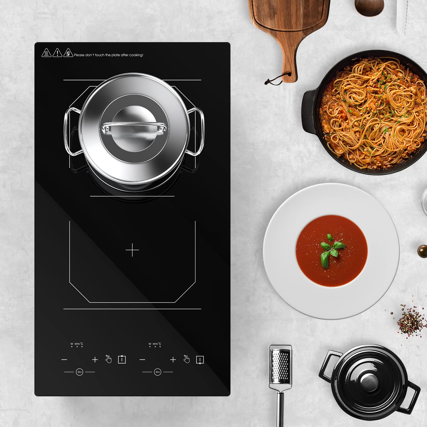 2 Burner Induction Cooktop, 12 Inch Portable Electric Stove Top 110V Built-in - 2300W Double Cooktop with 9 Temp Settings & Timer, Perfect for RV, Dorm, Camping & Small Kitchens