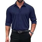 VOZZBY Men's Dress Shirts Long Sleeve Casual Button Down Shirt Stretch Formal Business Shirt