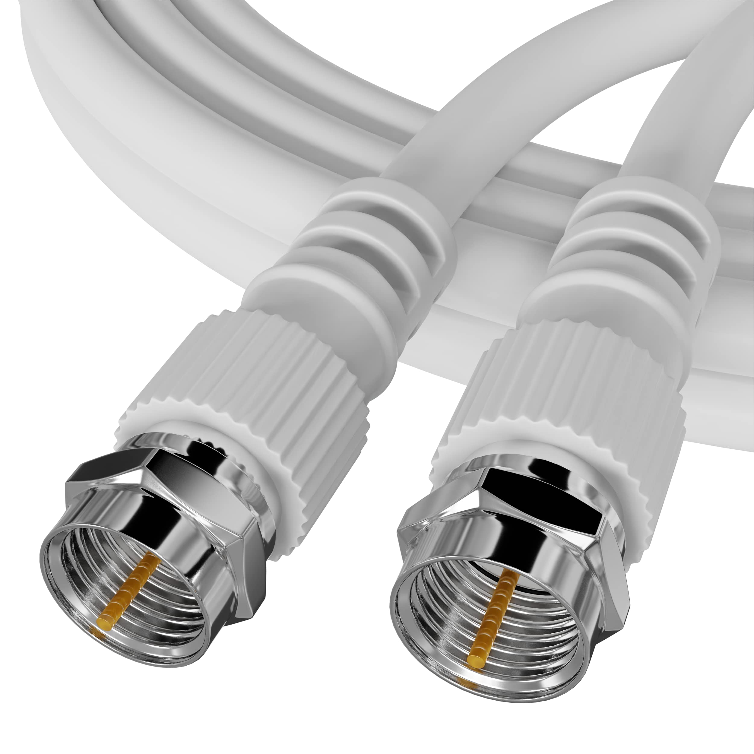 ConnectingU 15m White Satellite Coaxial Cable (Virgin Media & Sky Compatible) - Male to Male Cable with F-Type Connectors - in Plastic Free Packaging