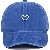 Epsoco Vintage Heart Embroidered Washed Baseball Cap for Women Cute Cotton Low Profile Adjustable Dad Hat