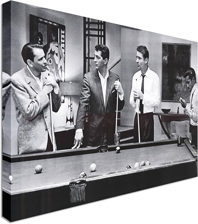 The Rat pack playing pool movie greats Canvas Wall Art Print 20x30