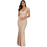 Women's V Neck Sequin Formal Evening Dress Tassel Bead Sleeve Mermaid Long Gown 1920S Party Maxi Military Dress