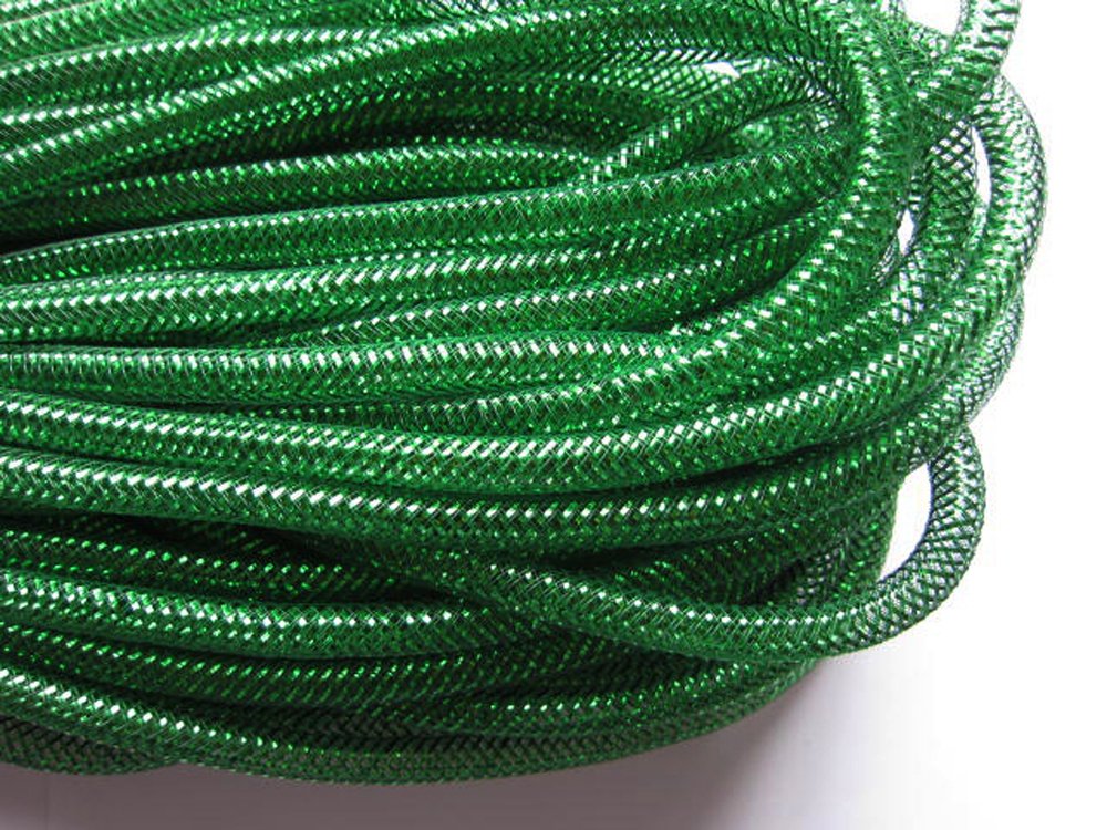 Photo 1 of YYCRAFT One Roll 30 Yards Solid Mesh Tube Deco Flex for Wreaths Cyberlox CRIN Crafts 8mm 3/8-Inch (All Emerald)