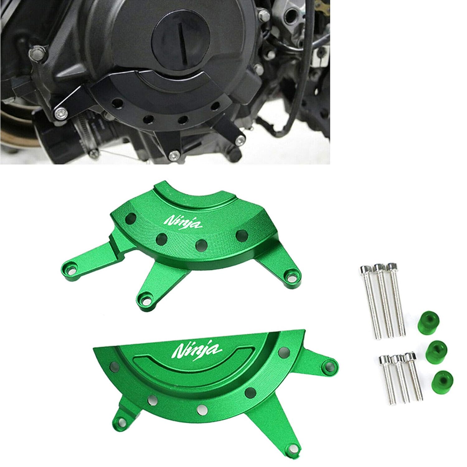 COPART Engine Guard Cover Frame Engine Stator Slider Case Protector for Kawasaki Ninja 250 400 Z400 2018 2019 Green