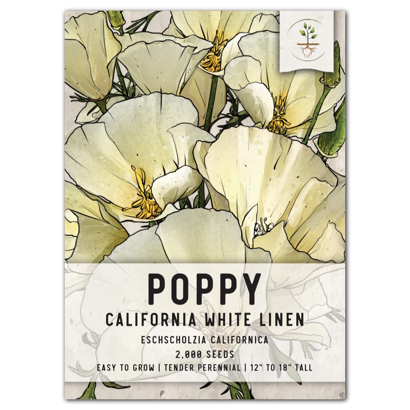 Seed Needs, White Linen California Poppy Seeds