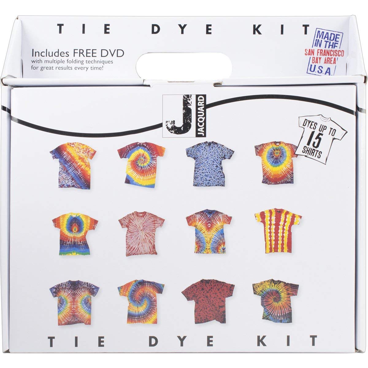 Jacquard Tie Dye Kit for Adults and Kids, DIY Fabric Colour Project, Traditional Vibrant Hues for T-Shirts, Group Party Craft Activity, Dyes up to 15 Garments with 3 Bottles